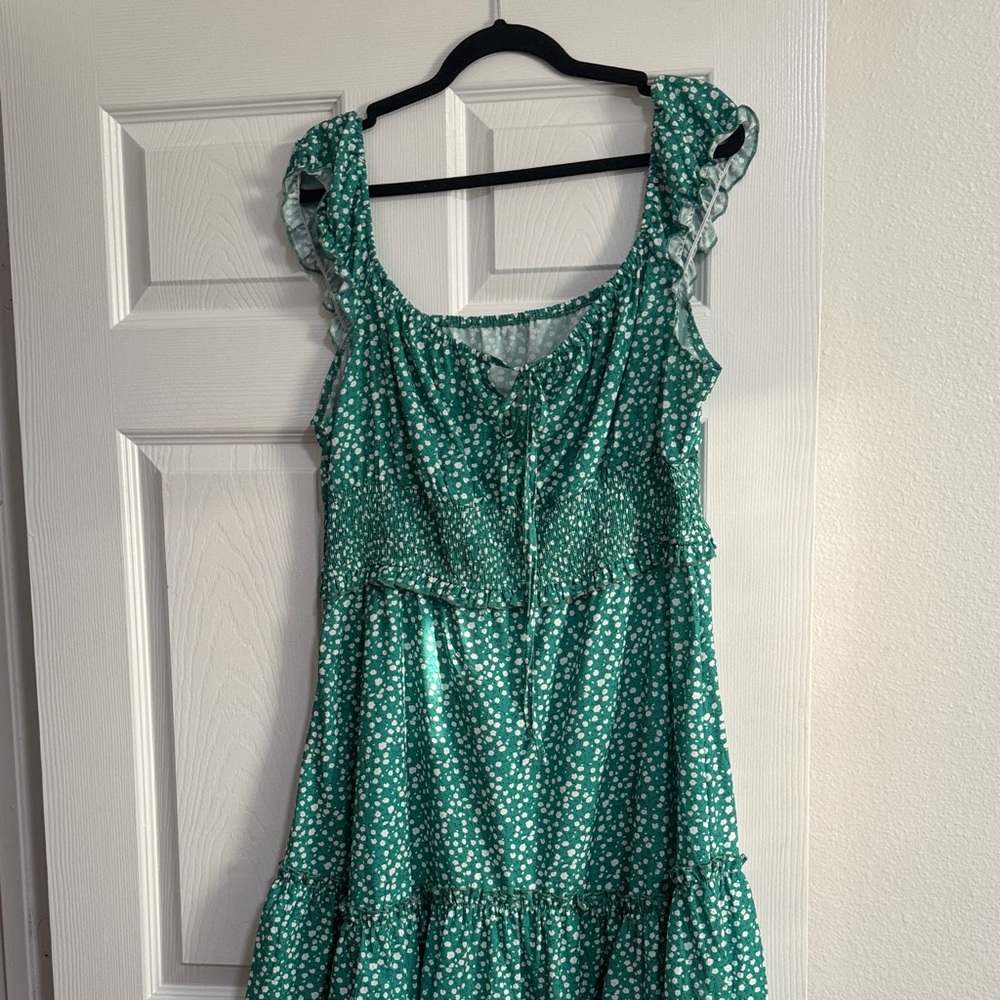Green Polka Dot Ruffle Dress